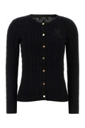 Black Knitted Crew Neck Cardigan 1