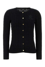 Black Knitted Crew Neck Cardigan 1