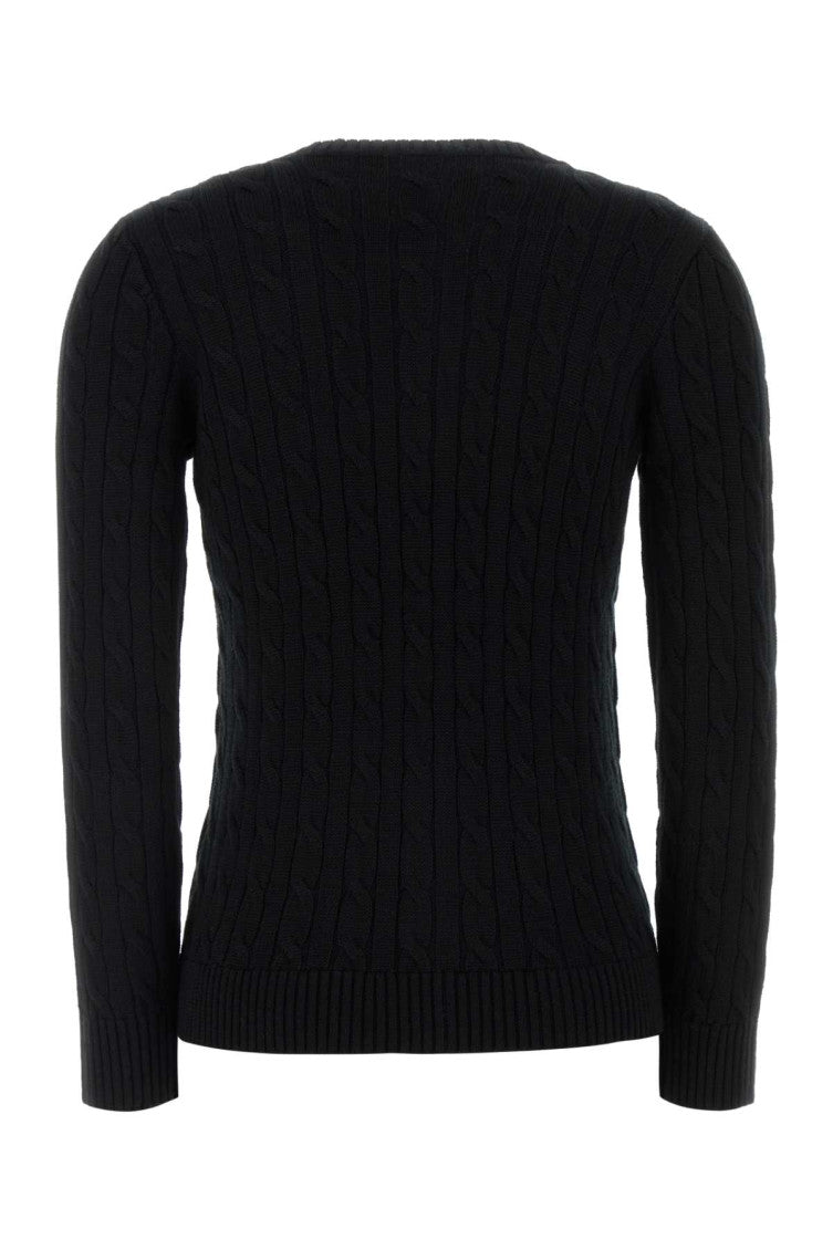 Black Knitted Crew Neck Cardigan 2