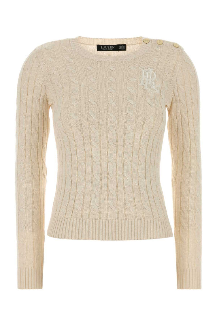 Cream Knitted Crew Neck Sweater 1