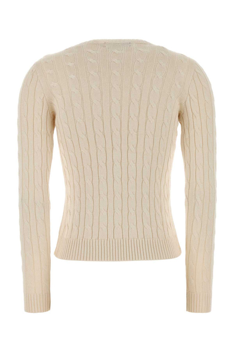 Cream Knitted Crew Neck Sweater 2