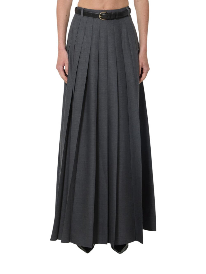 Grey Pleated Maxi Skirt 1