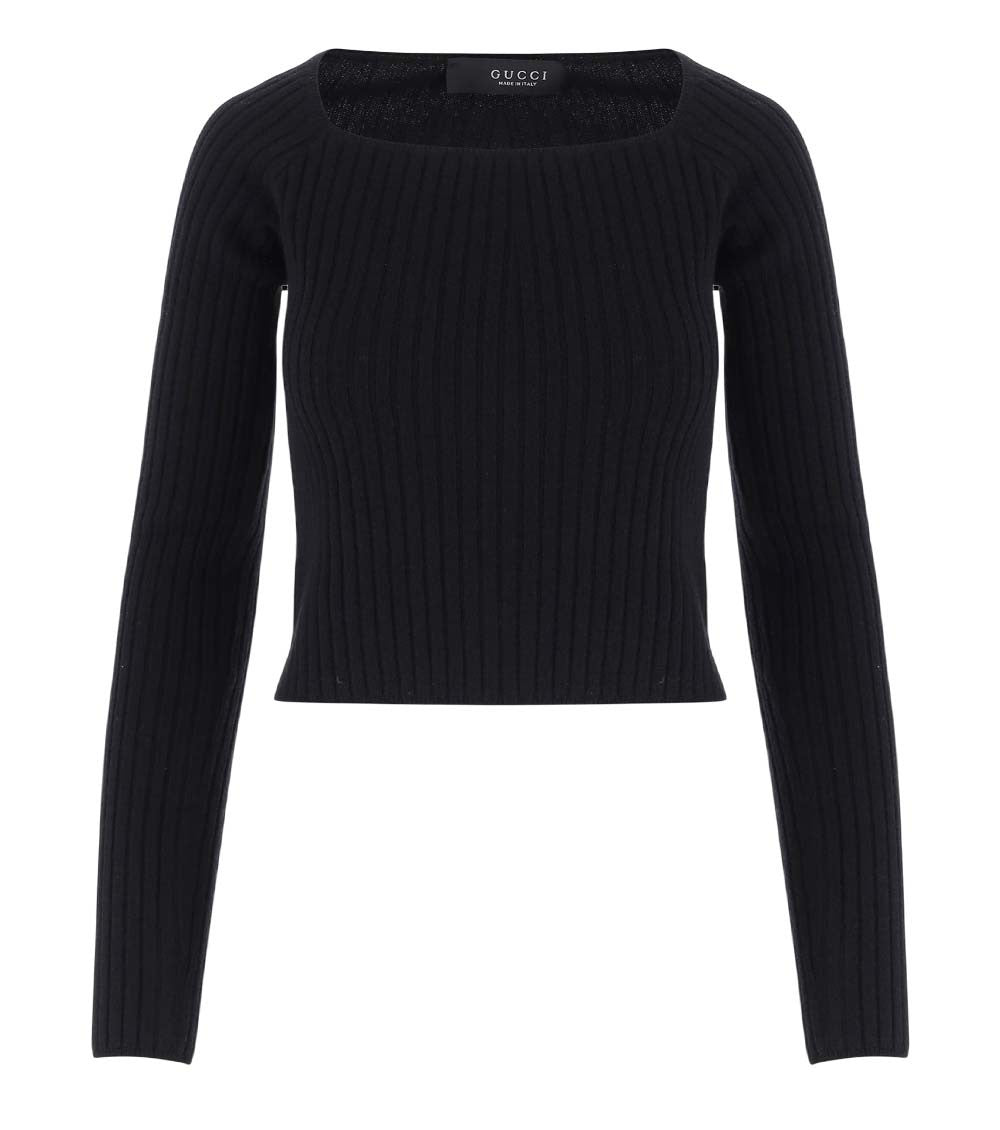 Black Boat Neck Sweater 1
