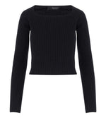 Black Boat Neck Sweater 1