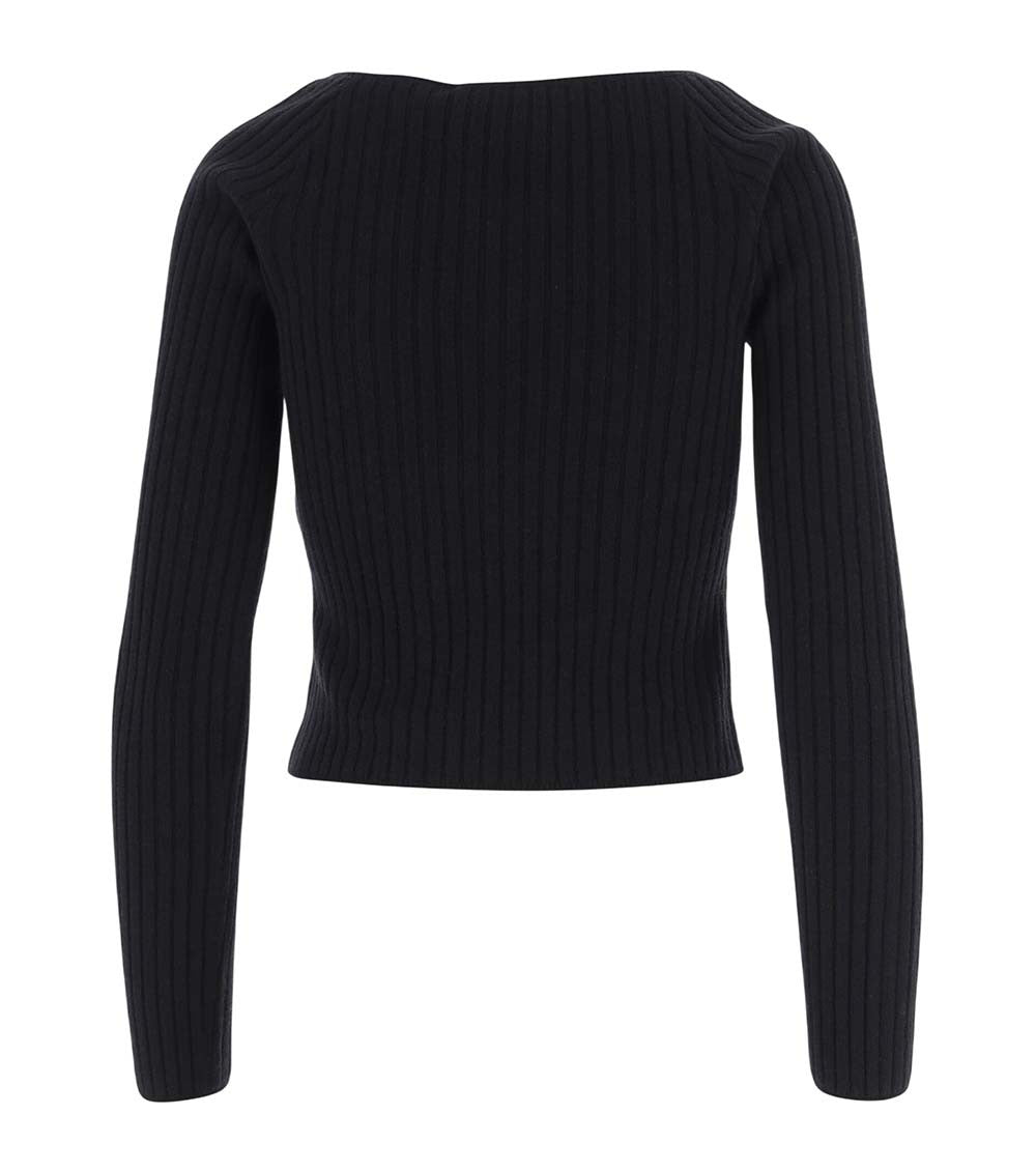 Black Boat Neck Sweater 2