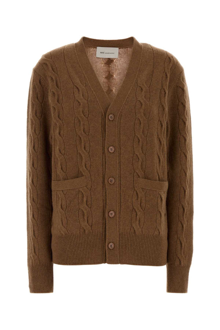 Light Brown V Neck Cardigan 1