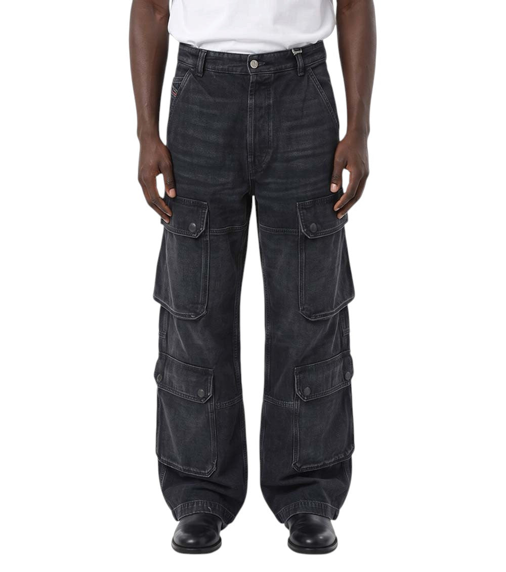 Black Relaxed Cargo Jeans 1
