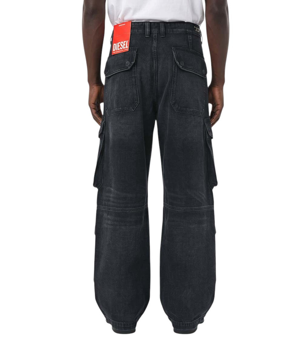 Black Relaxed Cargo Jeans 2
