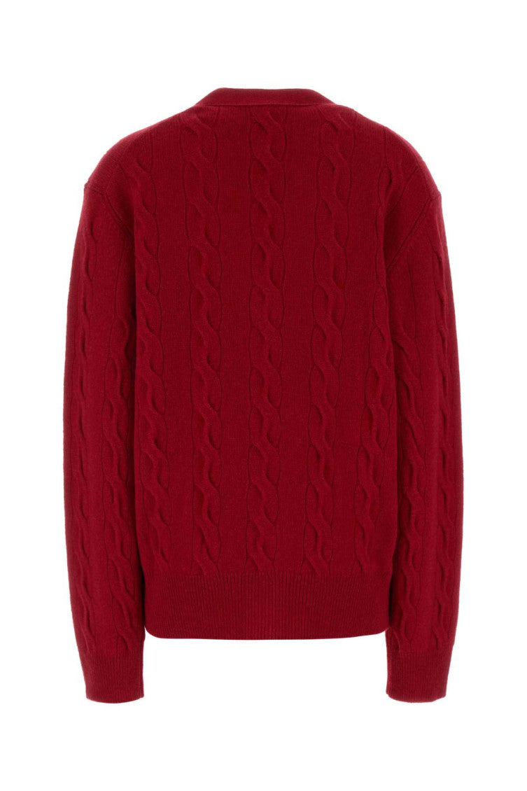 Red V Neck Cardigan 2