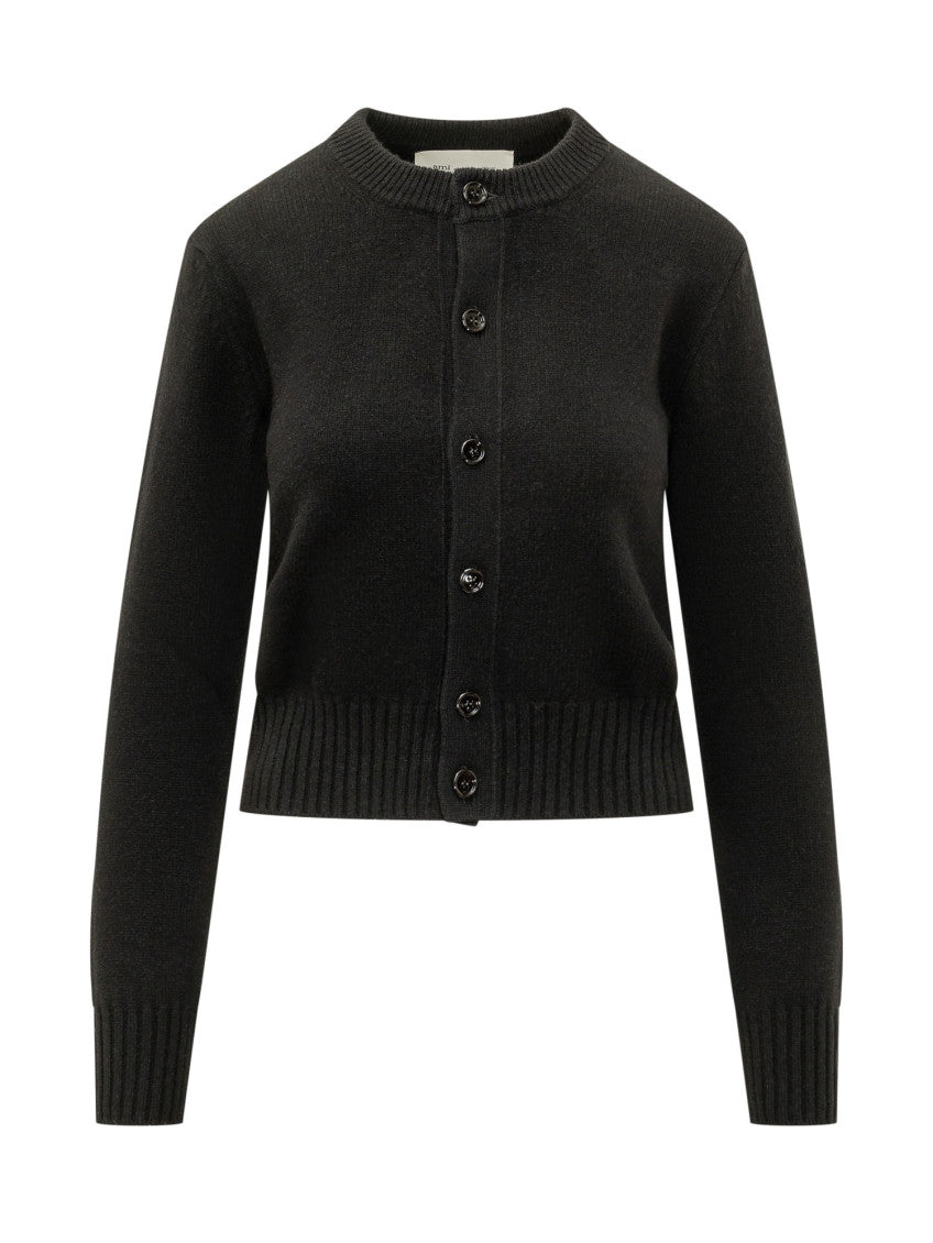 Black Crew Neck Cardigan 1