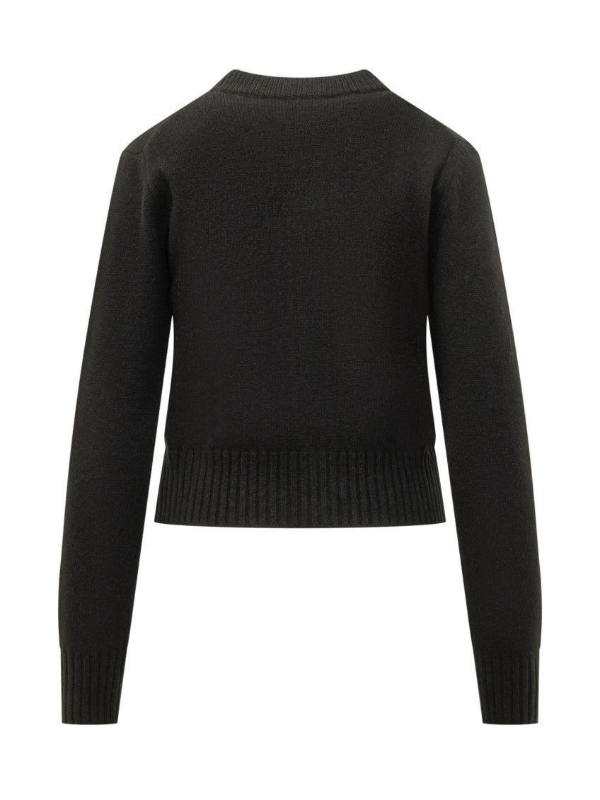 Black Crew Neck Cardigan 2