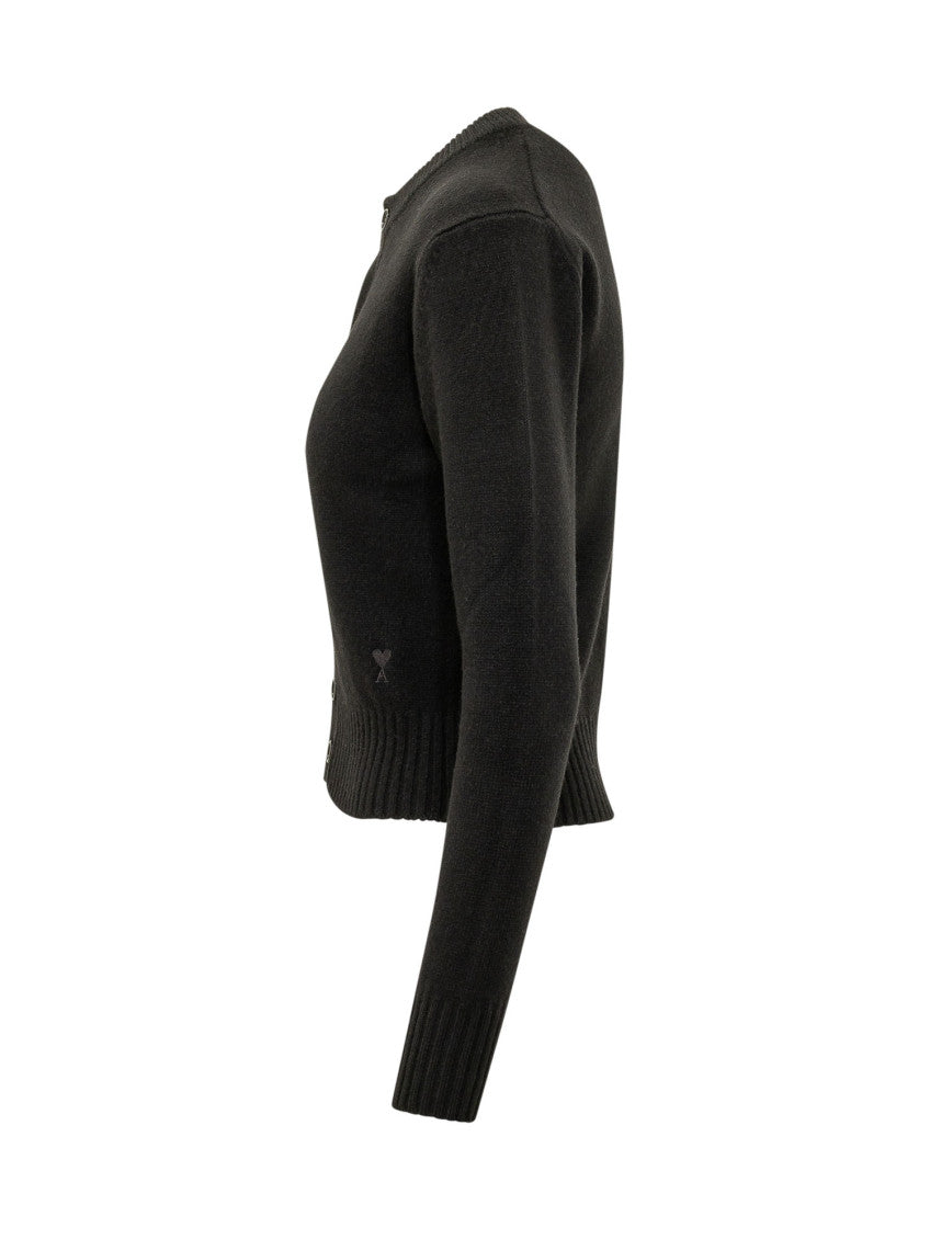 Black Crew Neck Cardigan 3