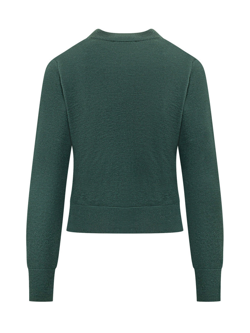 Green Crew Neck Cardigan 2