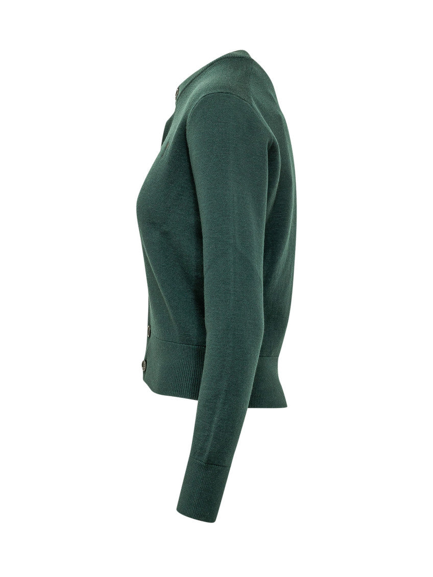Green Crew Neck Cardigan 3
