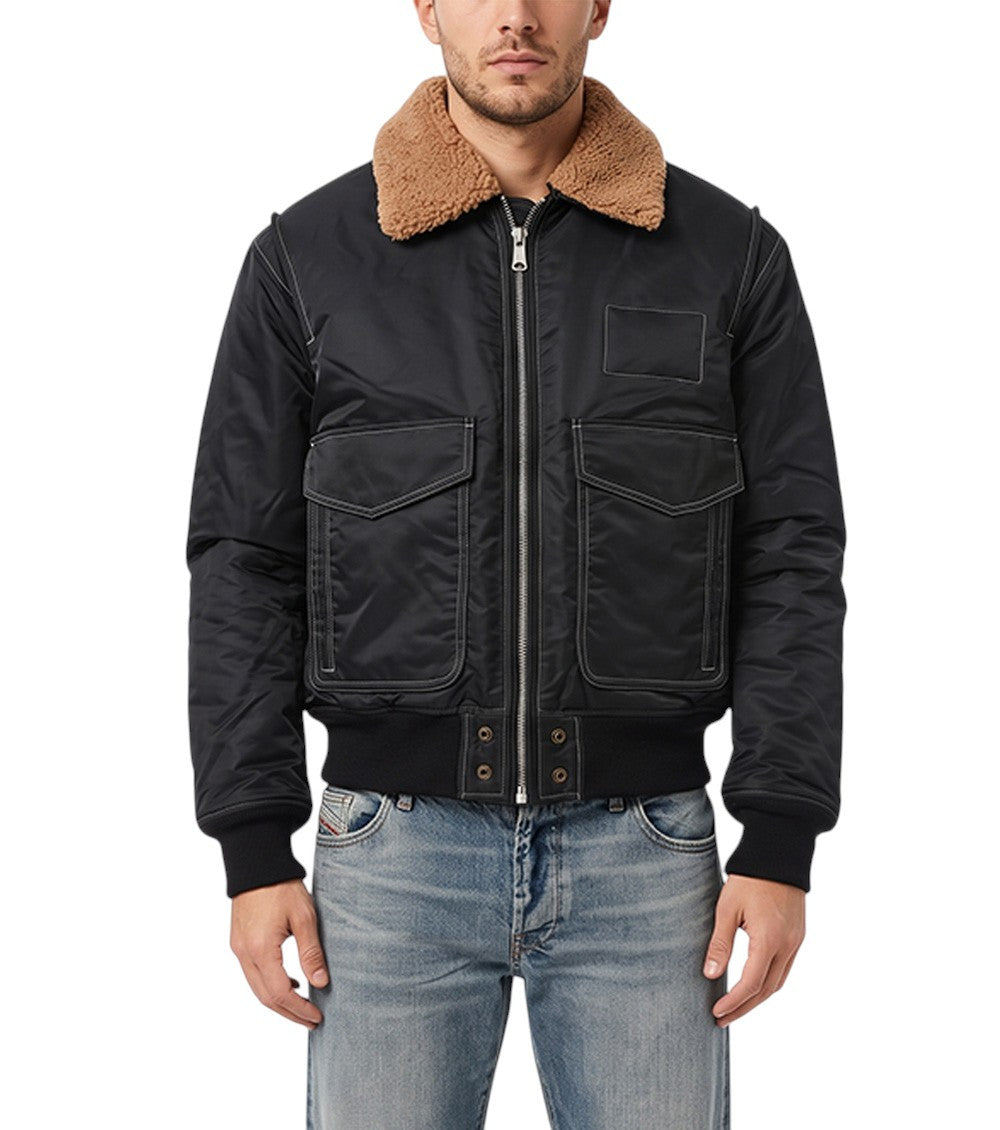 Black Padded Bomber Jacket 1