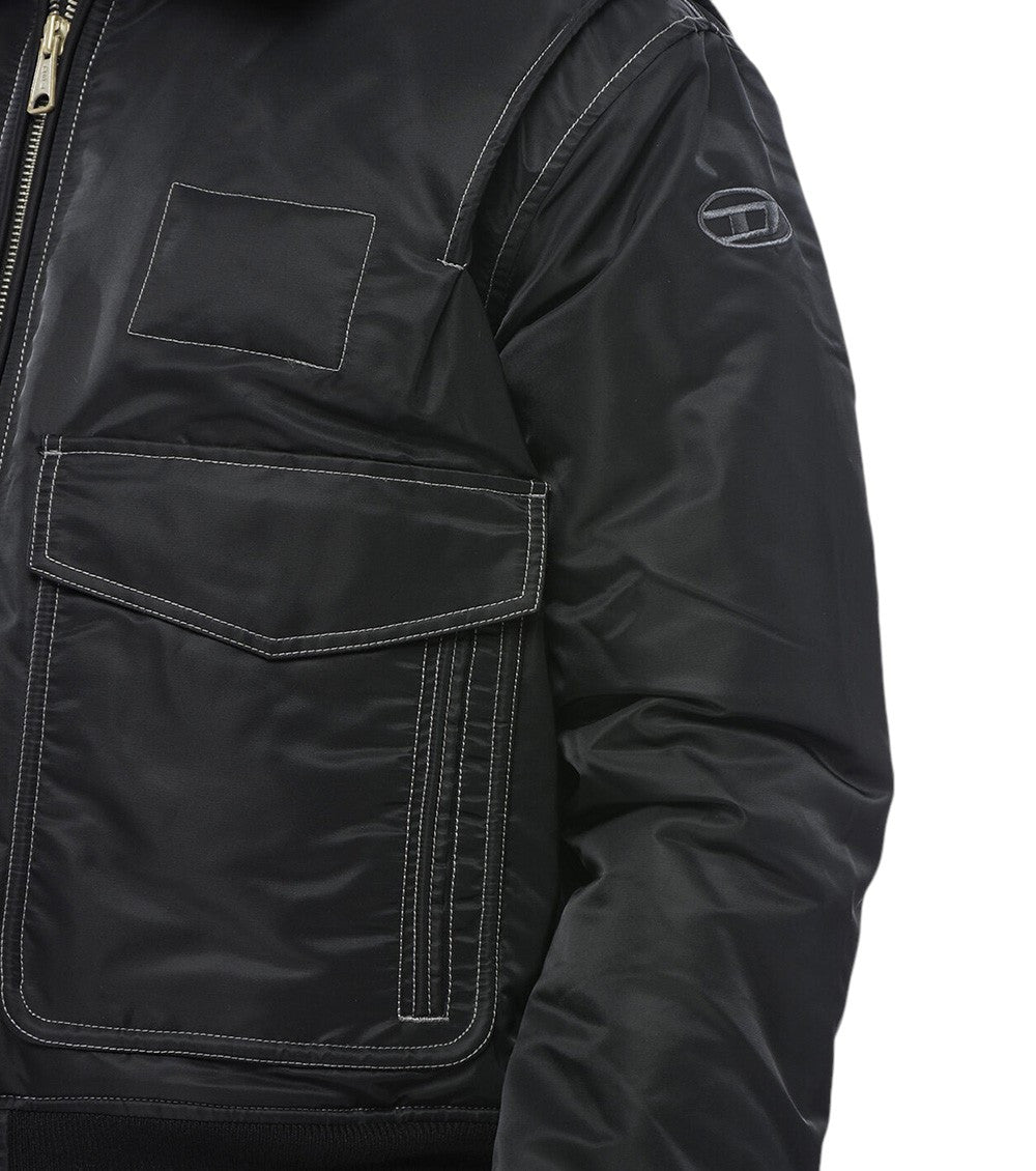 Black Padded Bomber Jacket 4