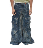 Blue Loose Cargo Jeans 1