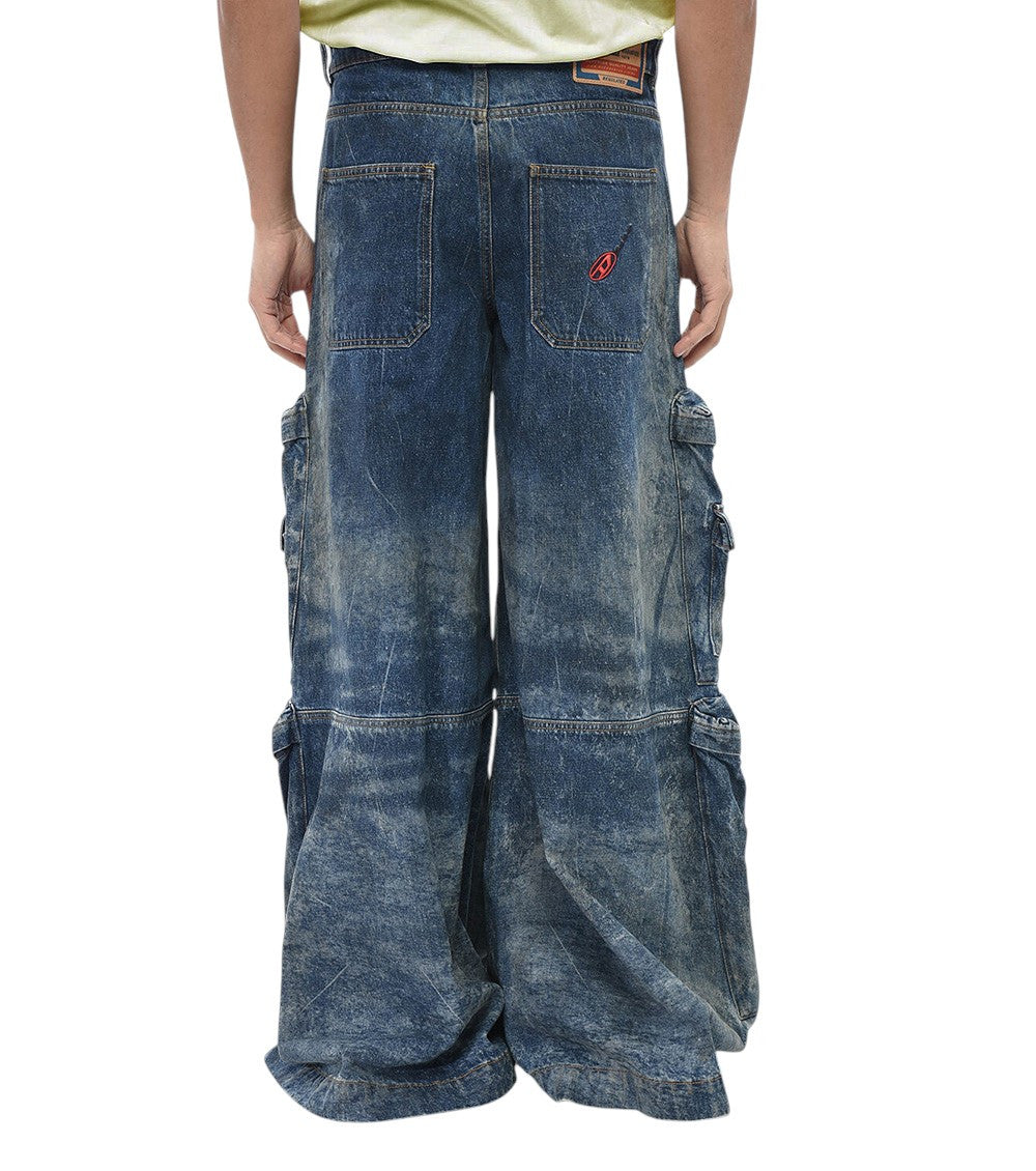 Blue Loose Cargo Jeans 2