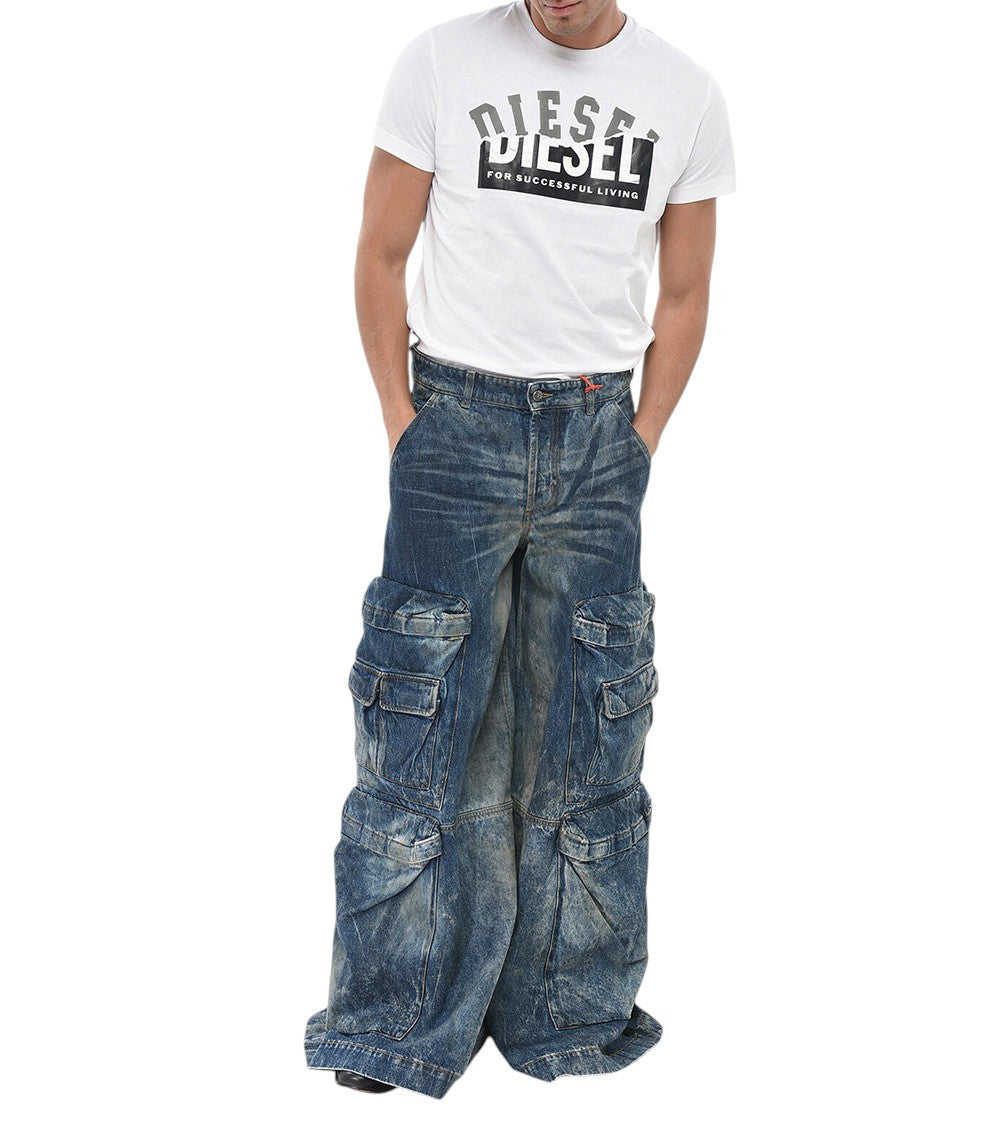 Blue Loose Cargo Jeans 3