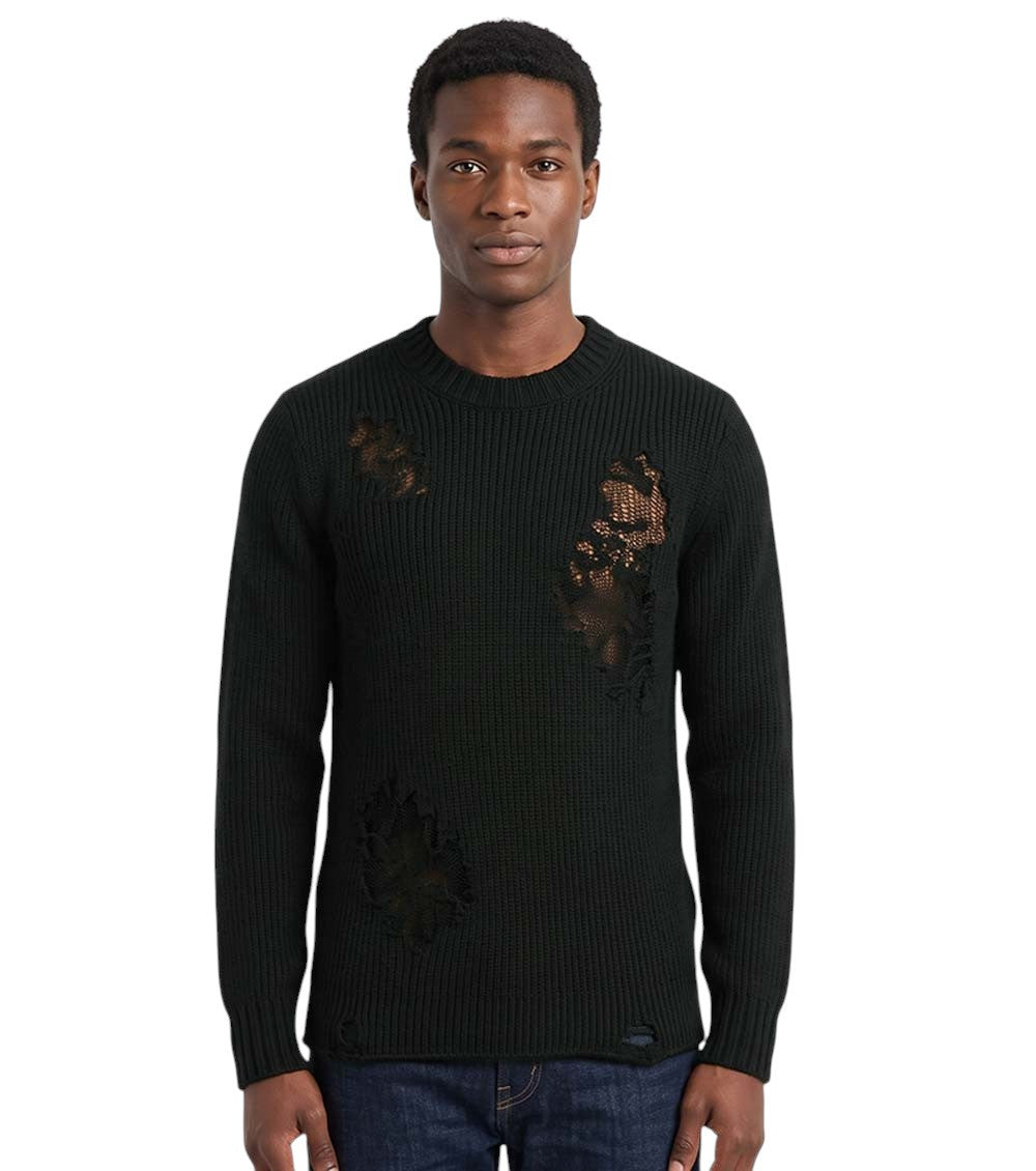Black Distressed Sweater 1