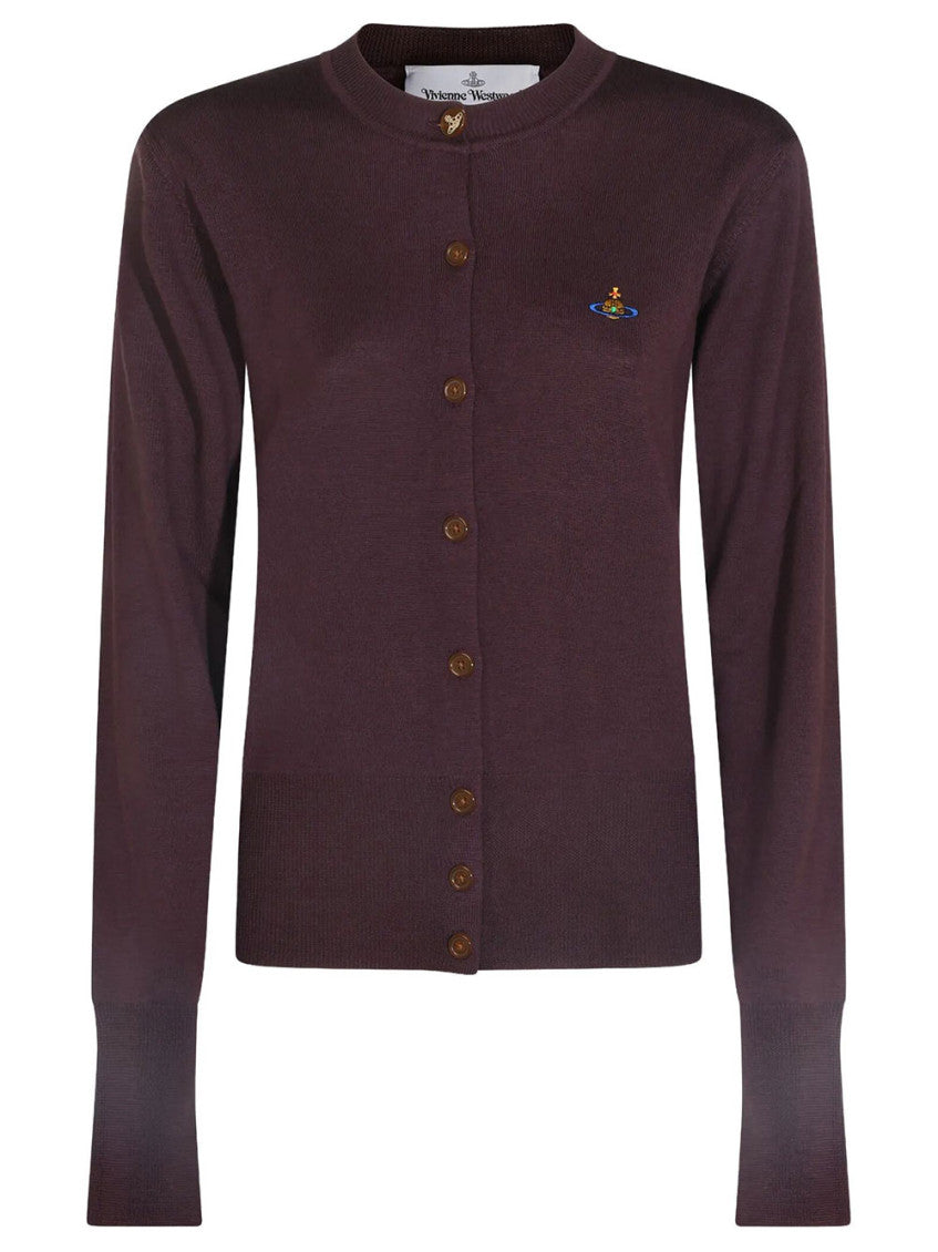 Brown Crew Neck Cardigan 1