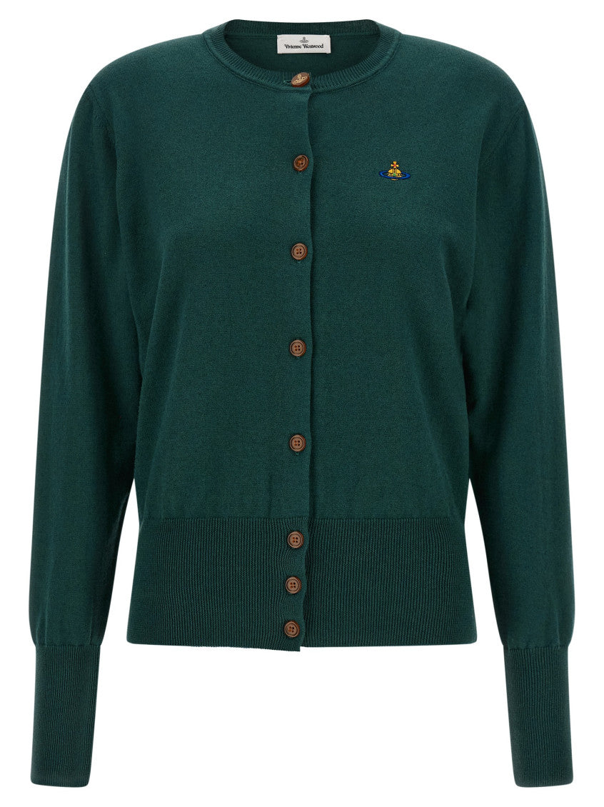 Dark Green Crew Neck Cardigan 1