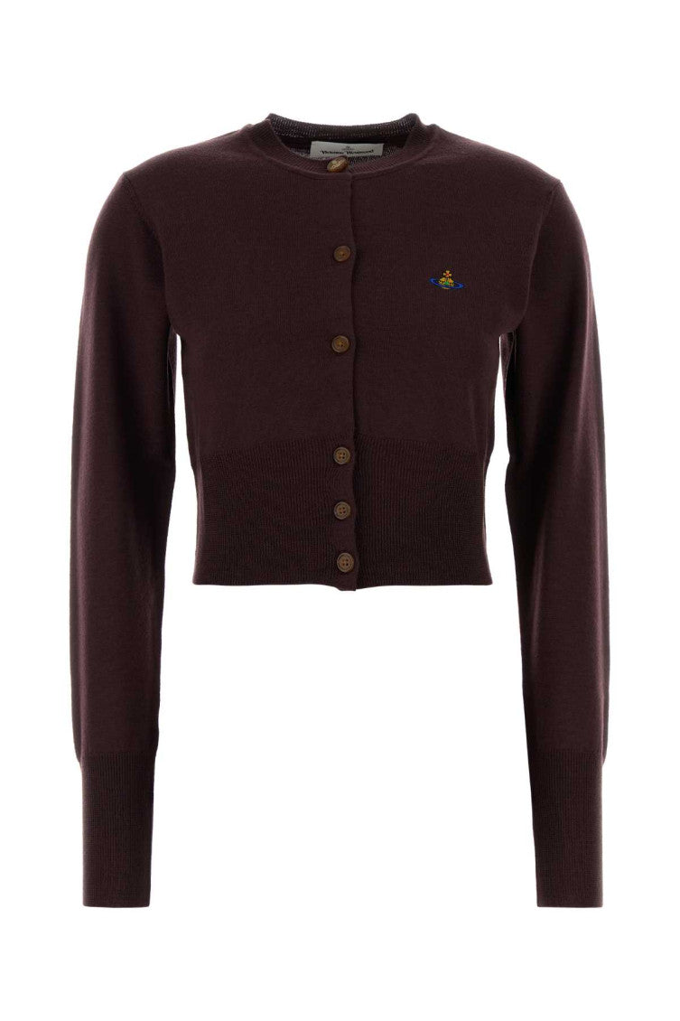 Maroon  Crew Neck Cardigan 1
