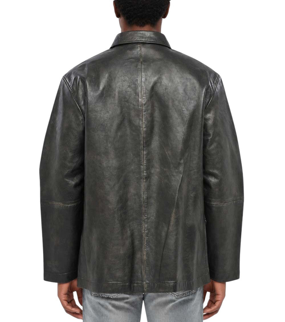 Black Distressed Leather Jacket 2