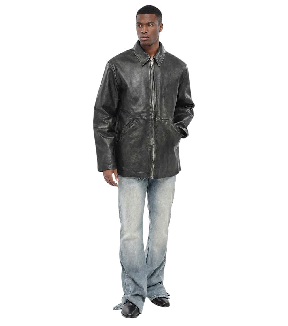 Black Distressed Leather Jacket 3