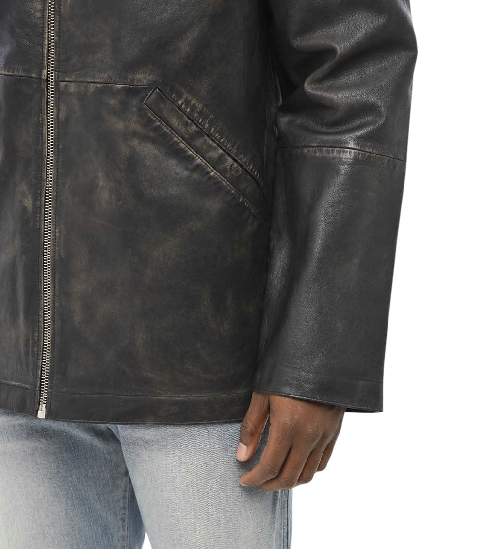 Black Distressed Leather Jacket 4