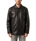 Black Solid Leather Jacket 1