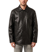 Black Solid Leather Jacket 1