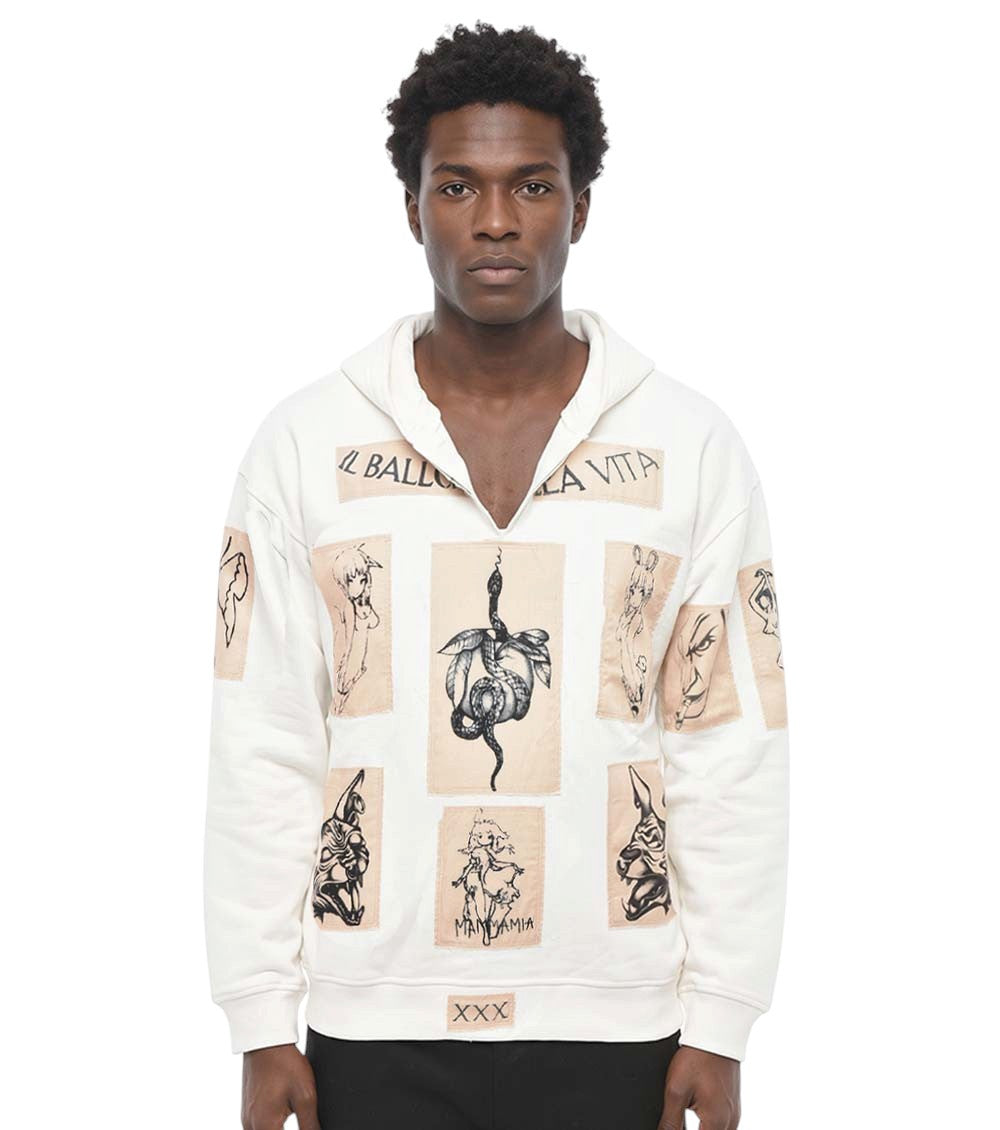 White Graphic Print Hoodie 1