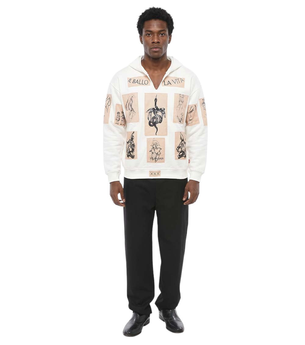 White Graphic Print Hoodie 3