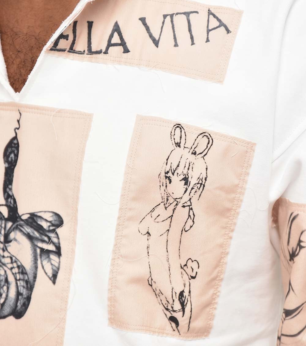 White Graphic Print Hoodie 4