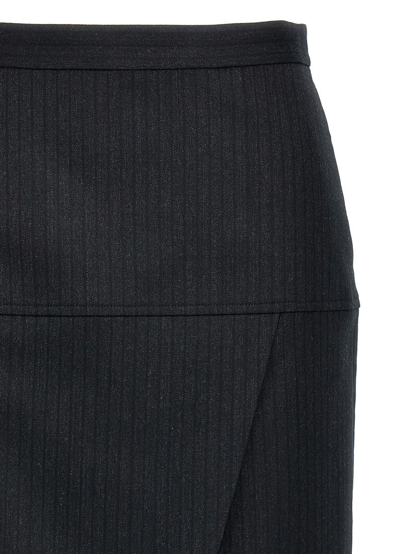Grey Pinstriped wool skirt 3