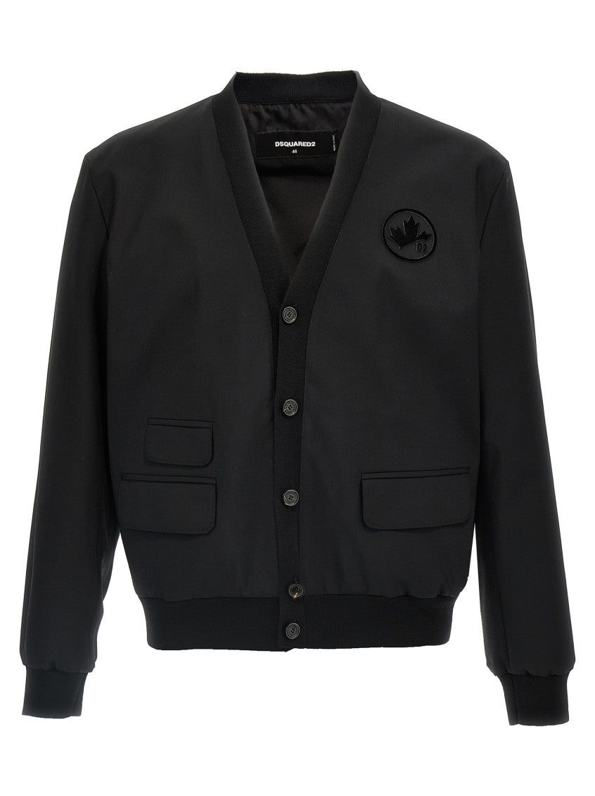 Black Embroidered Logo Cardigan 1