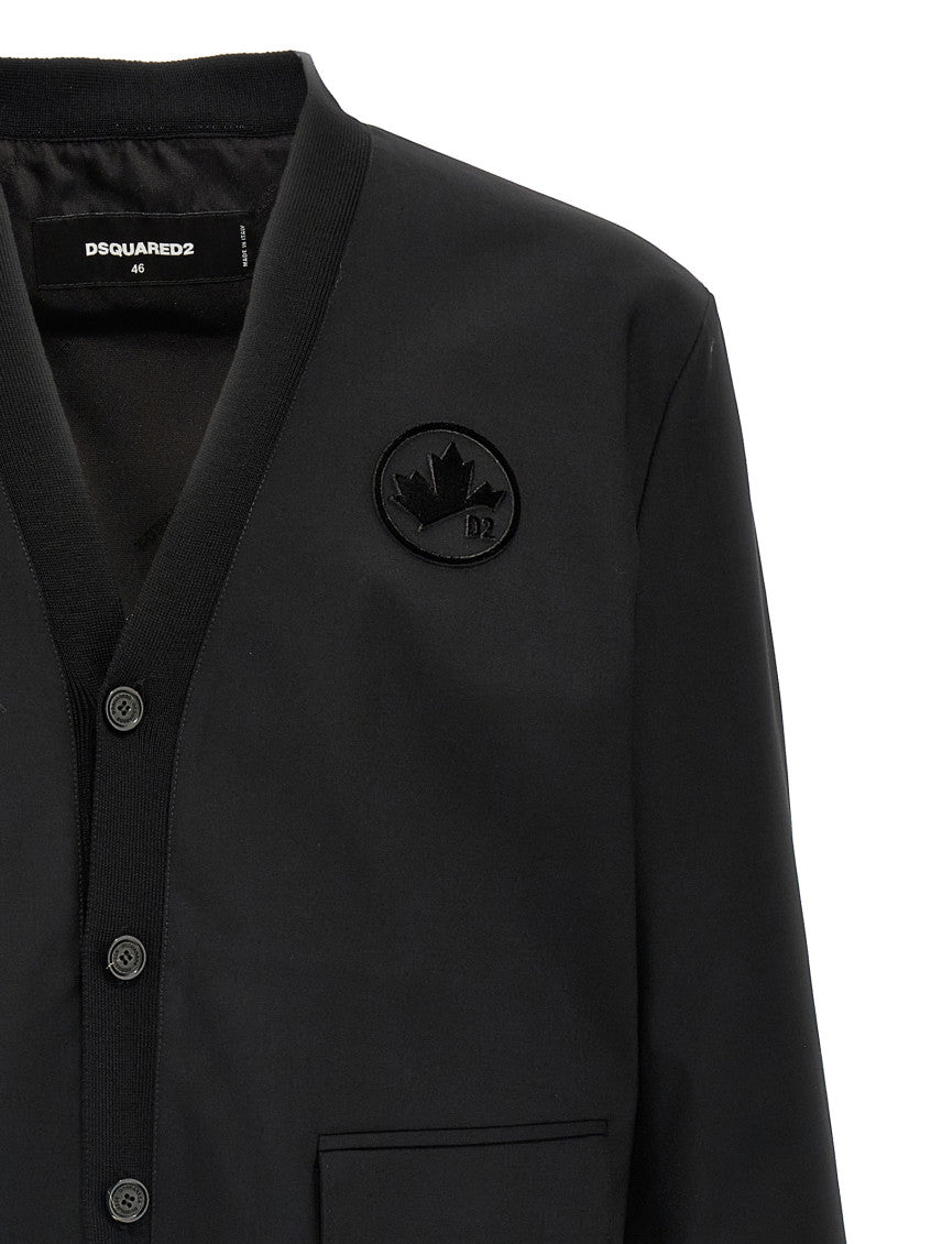 Black Embroidered Logo Cardigan 3