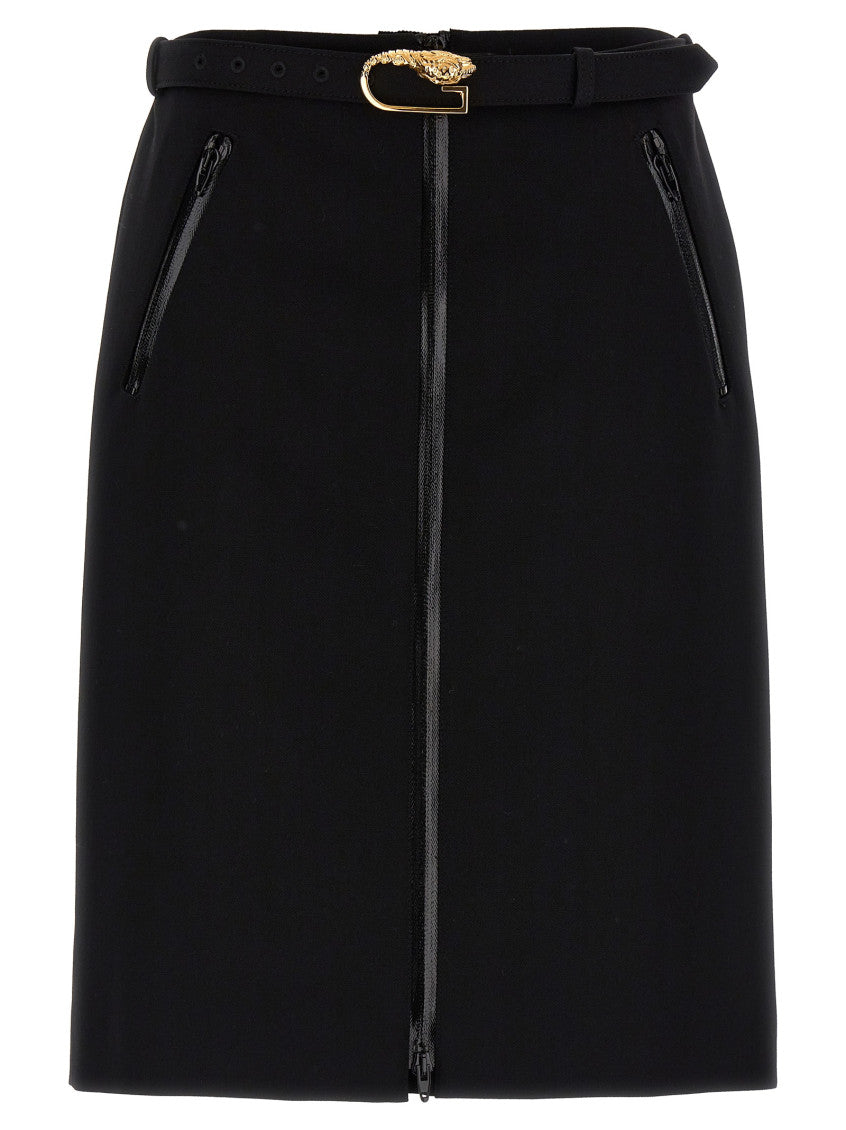 Black Wool skirt with removable belt 1