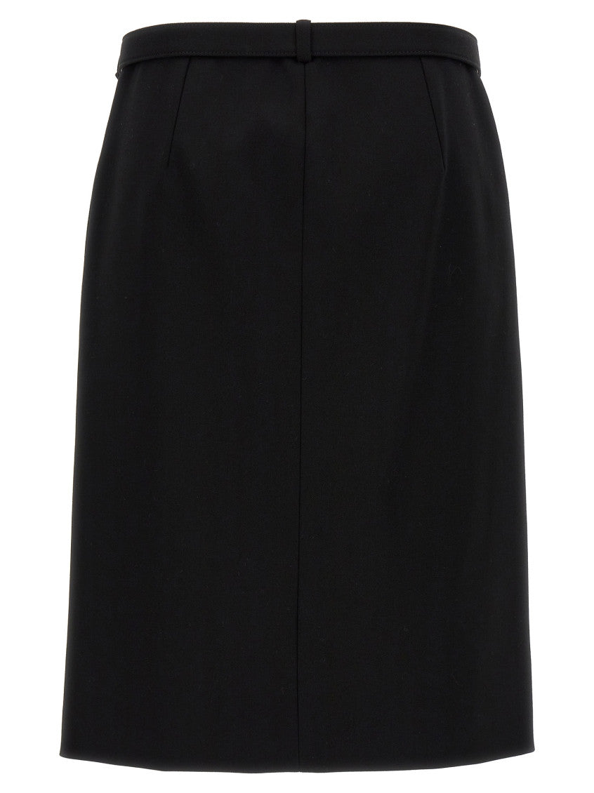 Black Wool skirt with removable belt 2