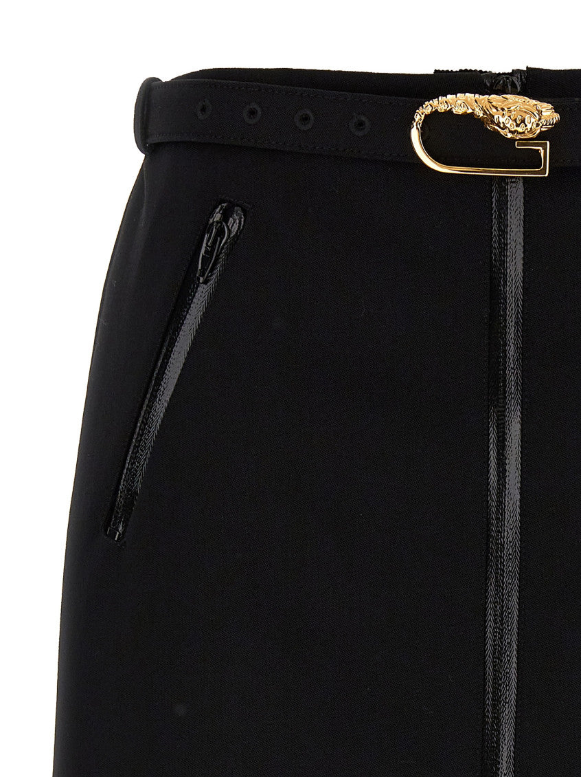 Black Wool skirt with removable belt 3
