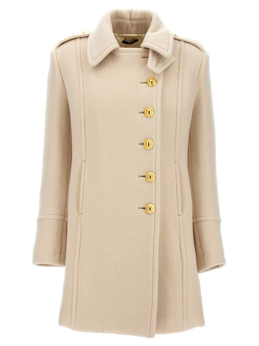 White Single-breasted wool coat 1