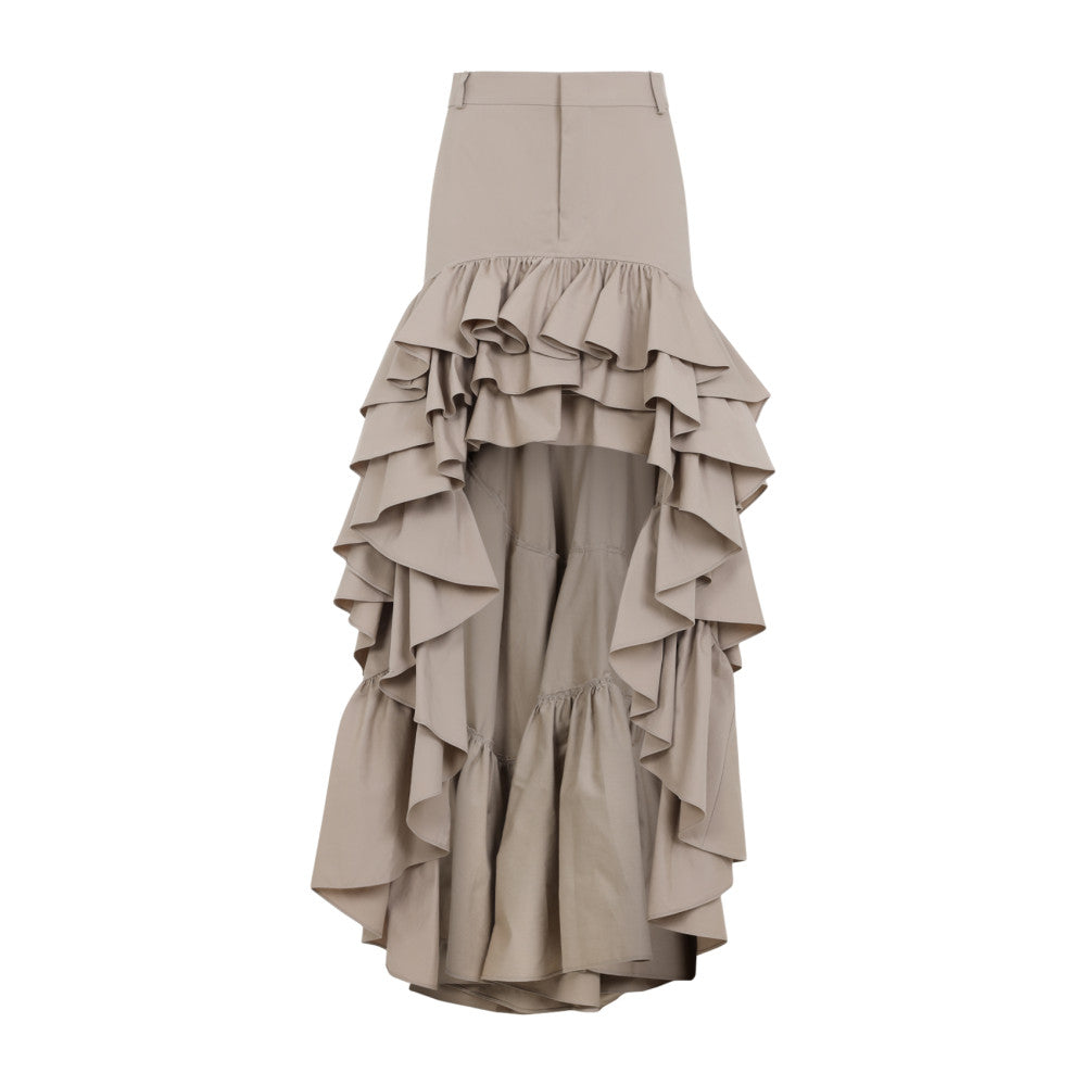 Beige Cotton Long Skirt 1