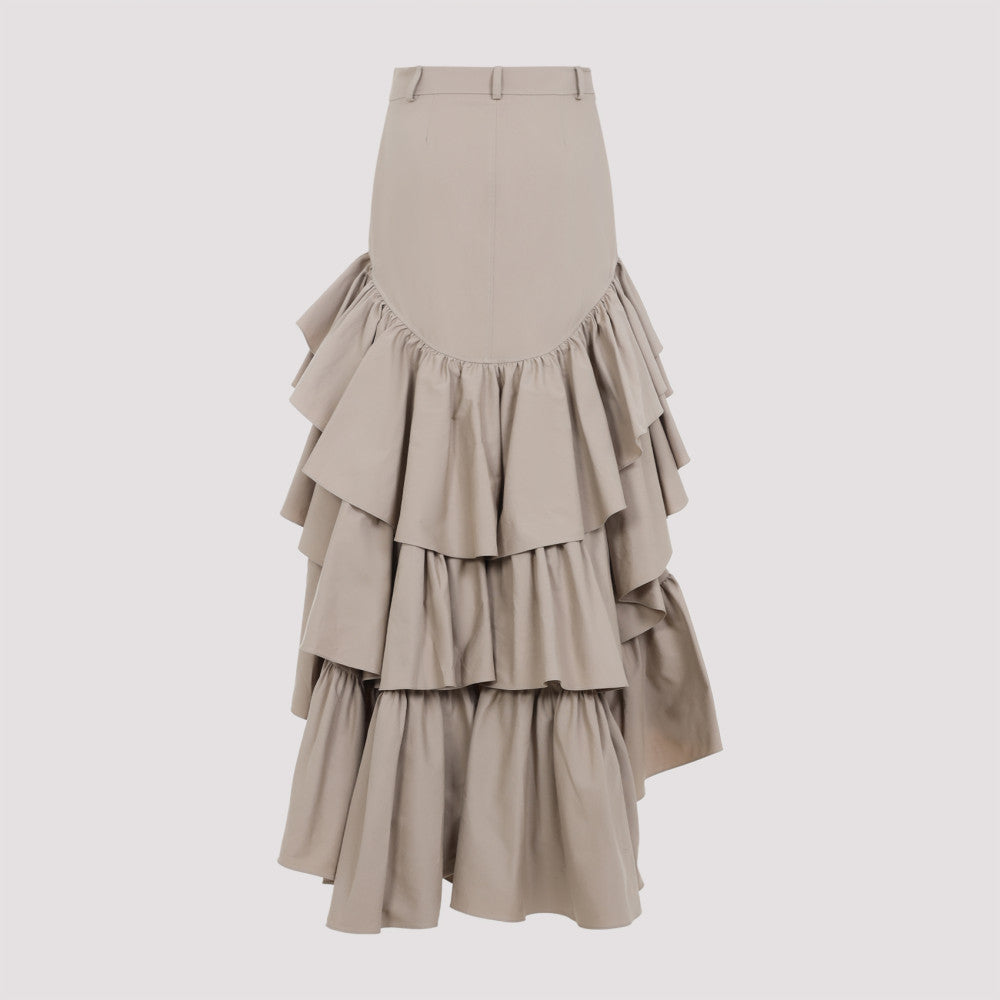 Beige Cotton Long Skirt 4