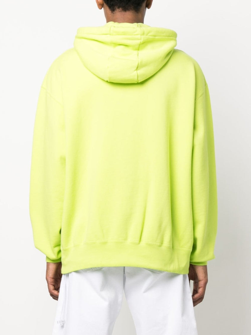 Neon Green Printed Cotton Hoodie 5