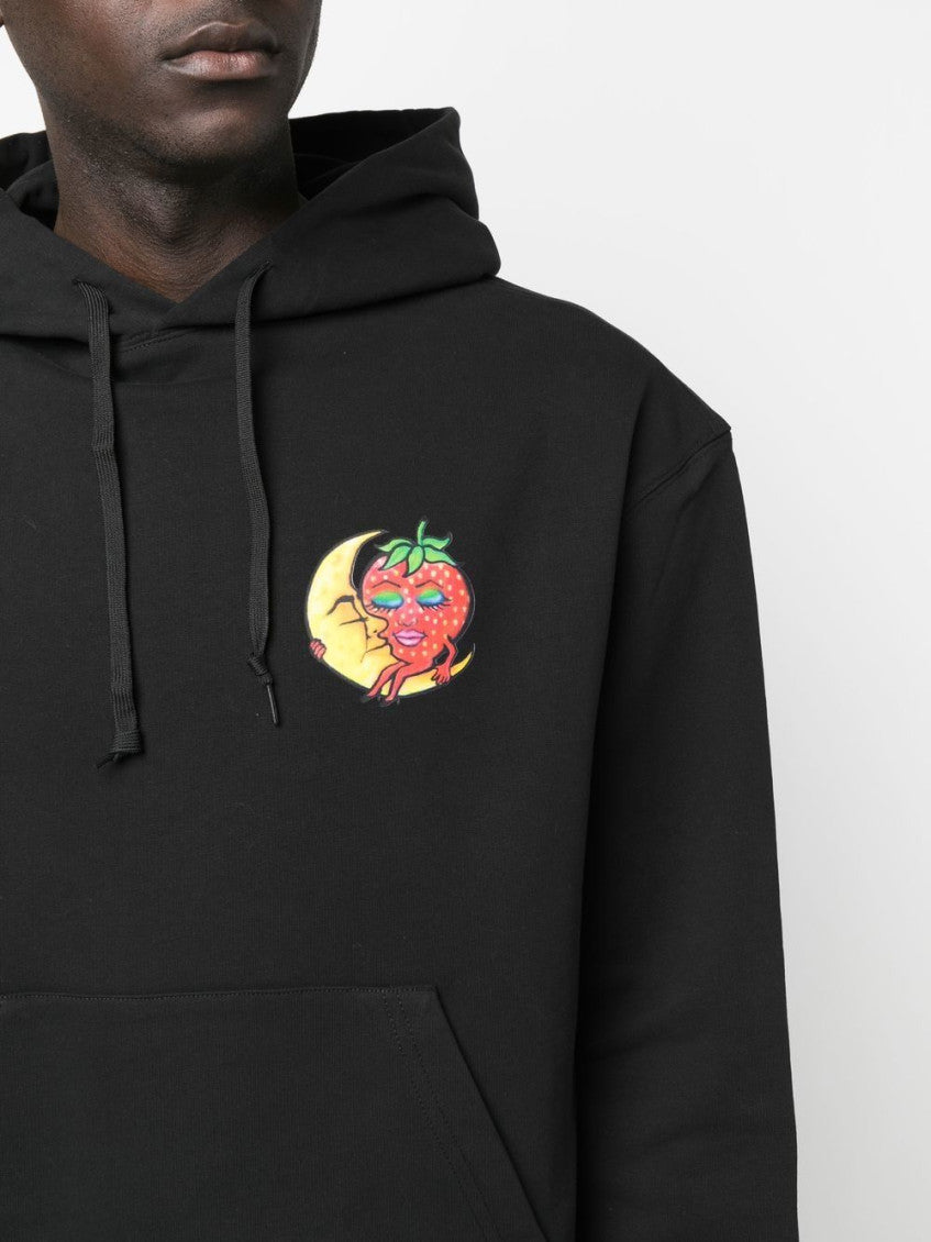 Black Printed Cotton Hoodie 2
