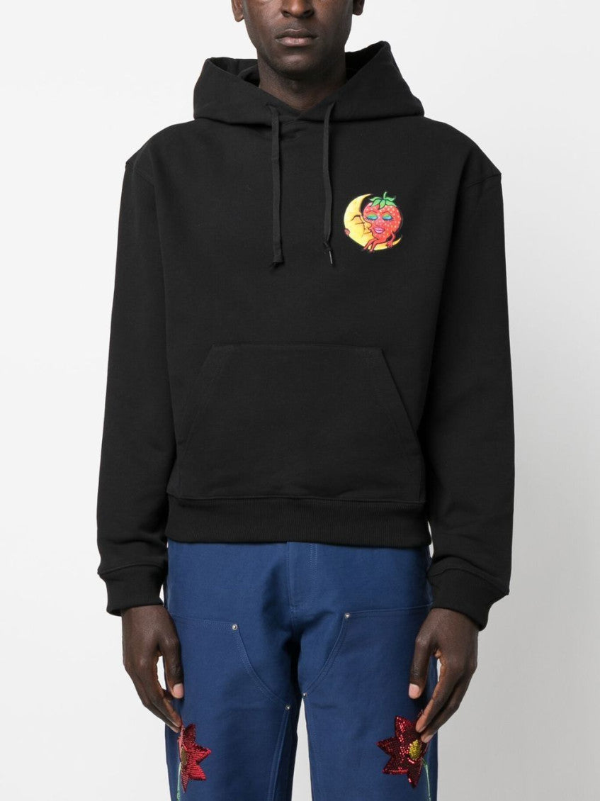Black Printed Cotton Hoodie 5