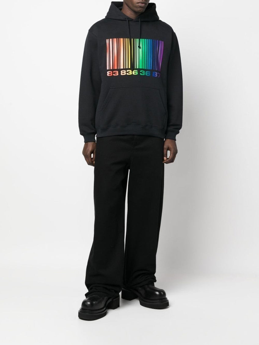 Black Cotton Rainbow Hoodie 10