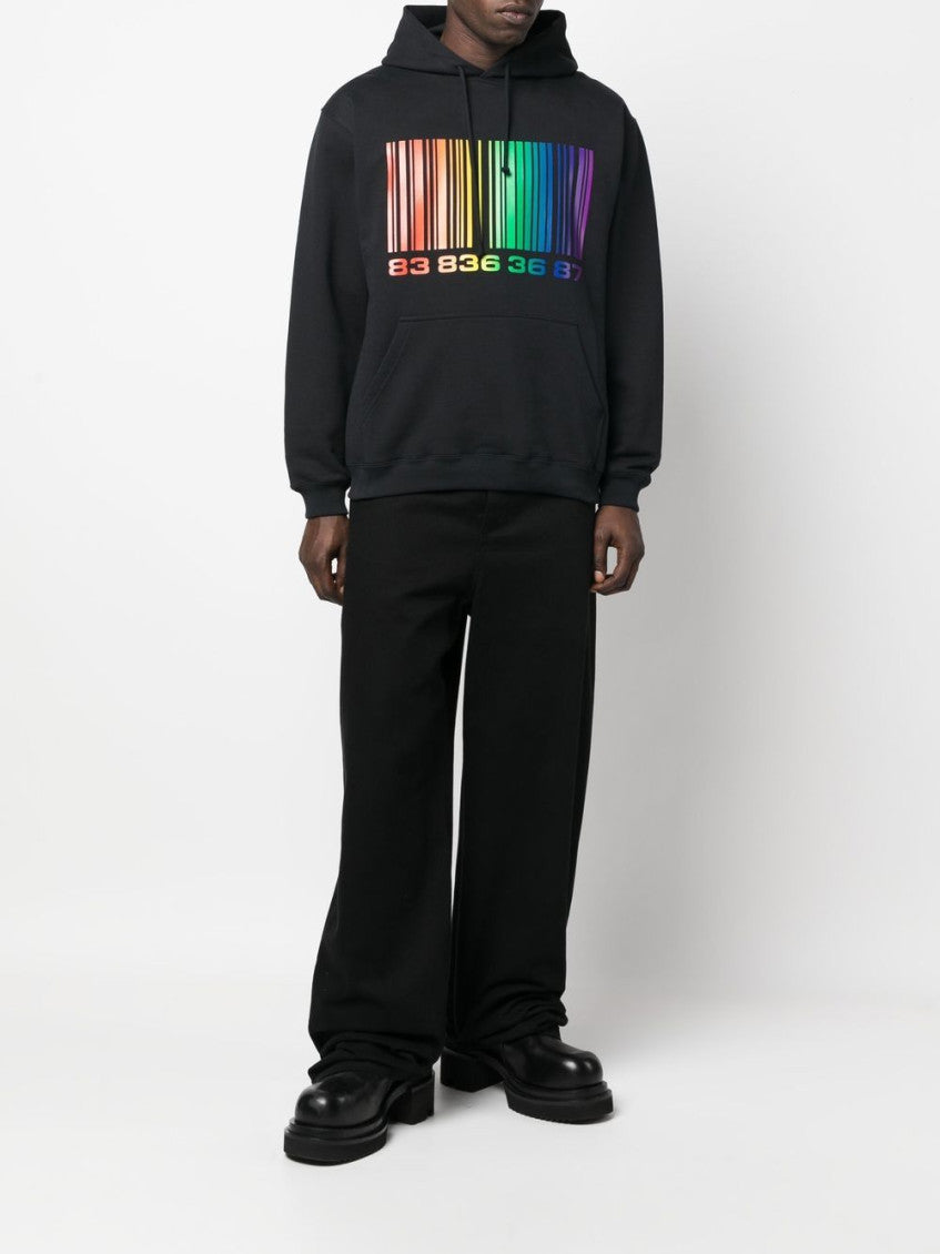Black Cotton Rainbow Hoodie 5
