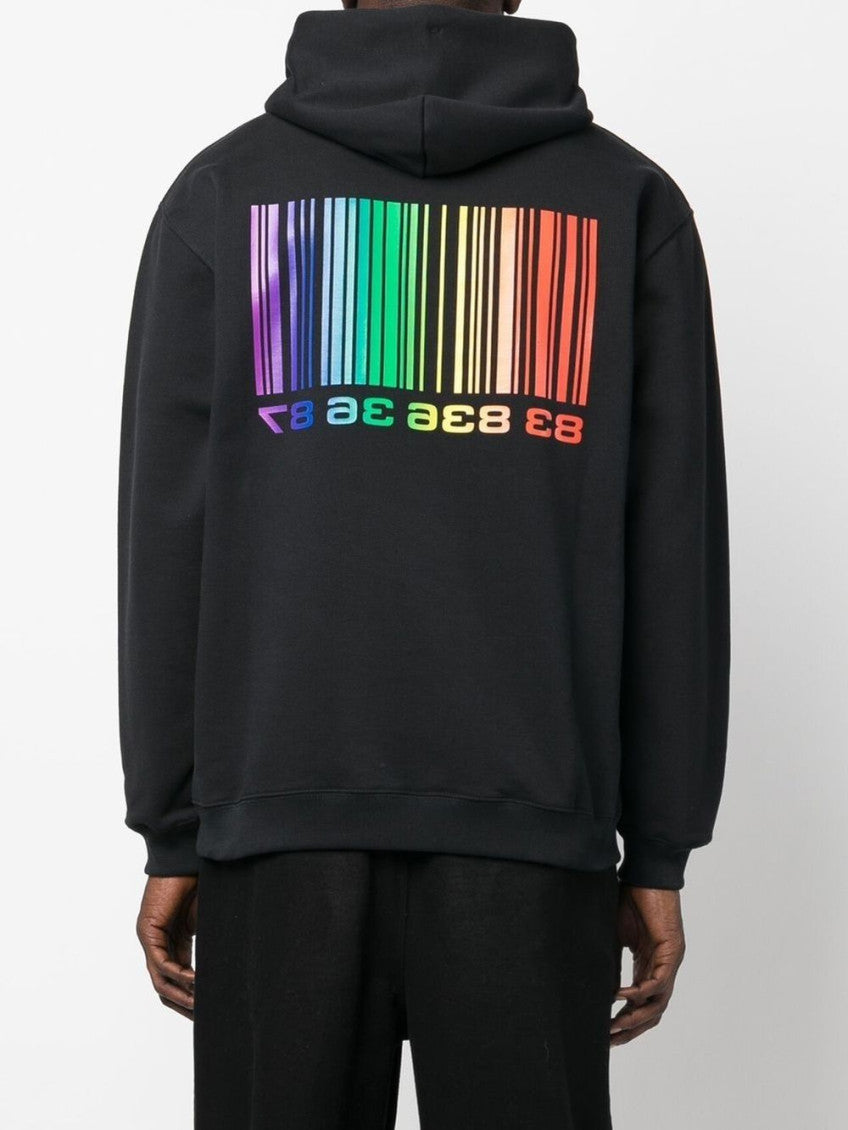 Black Cotton Rainbow Hoodie 8